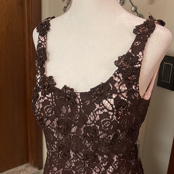 JS Boutique Dresses & Skirts - JS Boutique brown tan floral lace dress. Midi